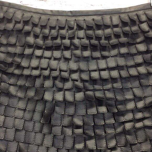 MSSP Max Studio Specialty Products Tiered Mini Skirt Size 12 Black Vegan Leather - Picture 3 of 12